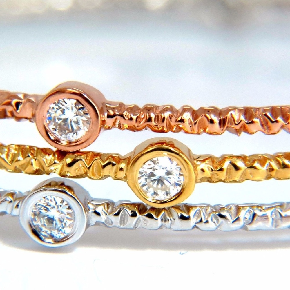 Diamond Bangle bracelets stackable hammer chisel* - Picture 4 of 6